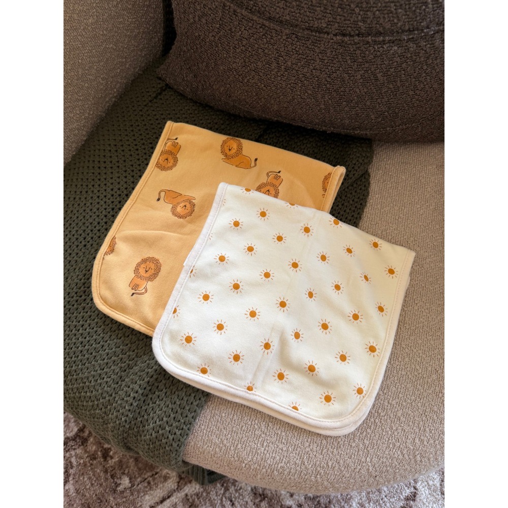 Rabbit Bear Organics Organic Cotton Burp Cloth Set Lion Sun Print